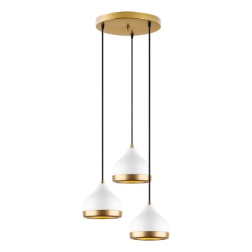 Lustre suspenso por cabo YILDO 3xE27/40W/230V branco/dourado