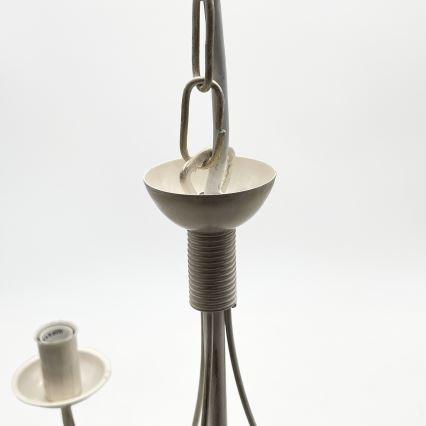 Lustre suspenso por corrente ANTON 3xE14/60W/230V branco com pátina