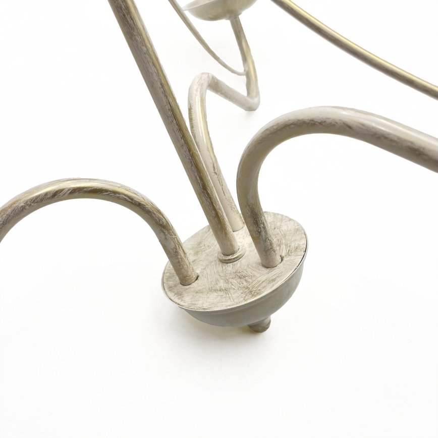 Lustre suspenso por corrente ANTON 3xE14/60W/230V branco com pátina