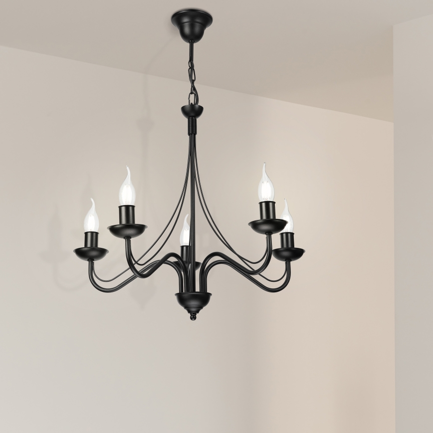Lustre suspenso por corrente ANTON 5xE14/15W/230V preto