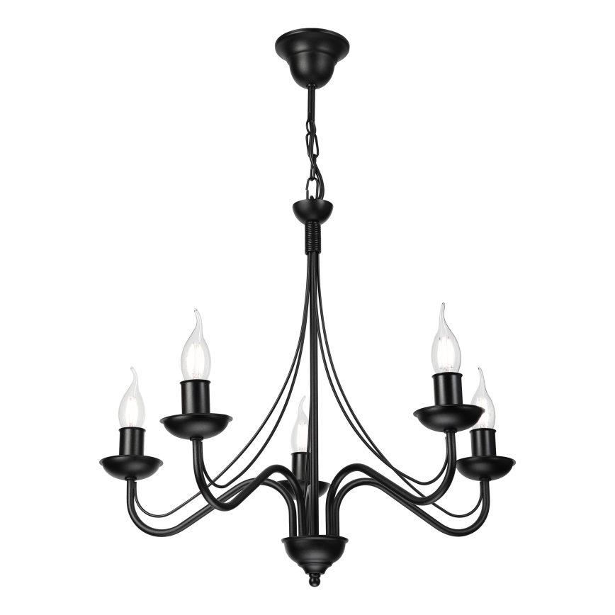 Lustre suspenso por corrente ANTON 5xE14/15W/230V preto
