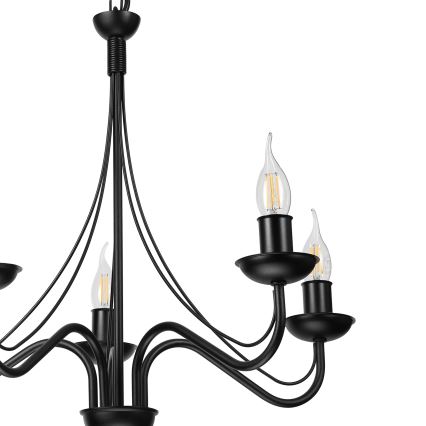 Lustre suspenso por corrente ANTON 5xE14/15W/230V preto