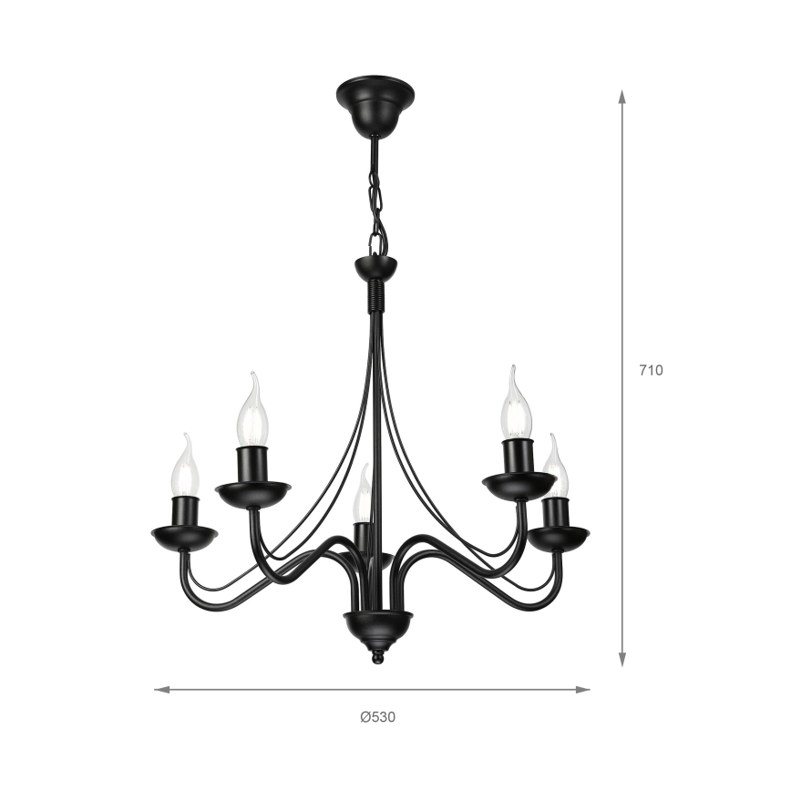 Lustre suspenso por corrente ANTON 5xE14/15W/230V preto