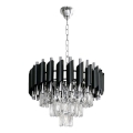 Lustre suspenso por corrente CRISTAL 5xE14/10W/230V Ø 38 cm preto/cromado mate
