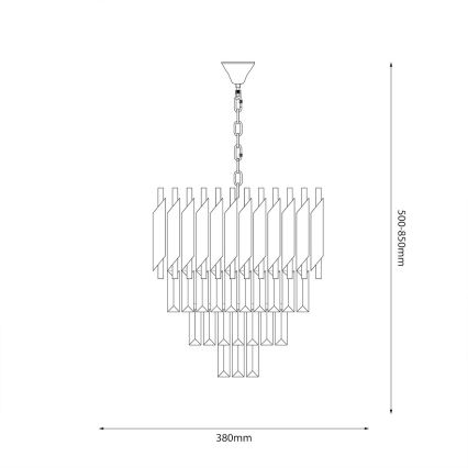 Lustre suspenso por corrente CRISTAL 5xE14/10W/230V Ø 38 cm preto/cromado mate