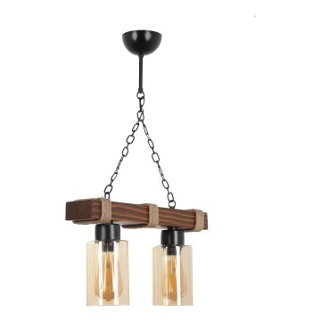 Lustre suspenso por corrente JASMIN 2xE27/40W/230V castanho/bege