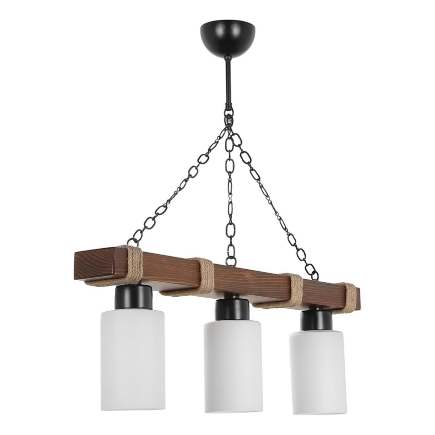 Lustre suspenso por corrente JASMIN 3xE27/40W/230V castanho/branco
