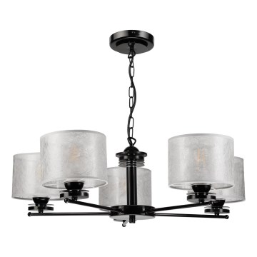 Lustre suspenso por corrente ROSA 5xE27/60W/230V preto/cinzento