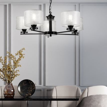 Lustre suspenso por corrente ROSA 5xE27/60W/230V preto/cinzento