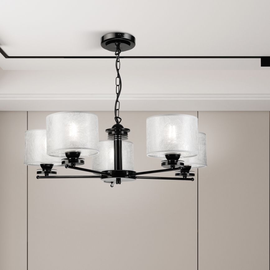 Lustre suspenso por corrente ROSA 5xE27/60W/230V preto/cinzento
