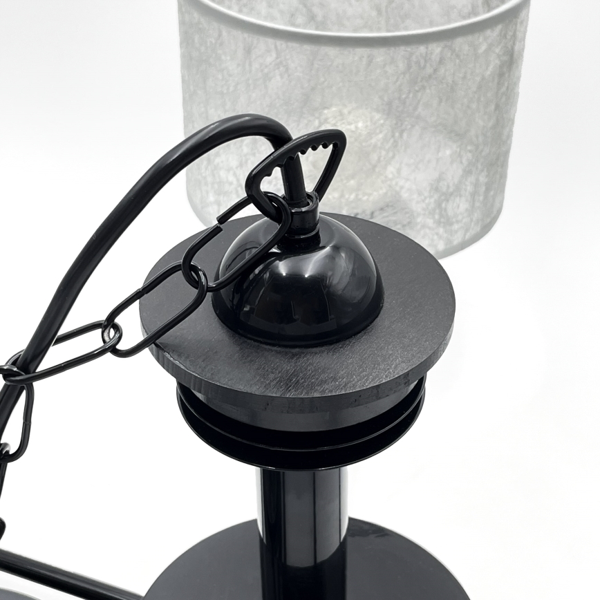 Lustre suspenso por corrente ROSA 5xE27/60W/230V preto/cinzento