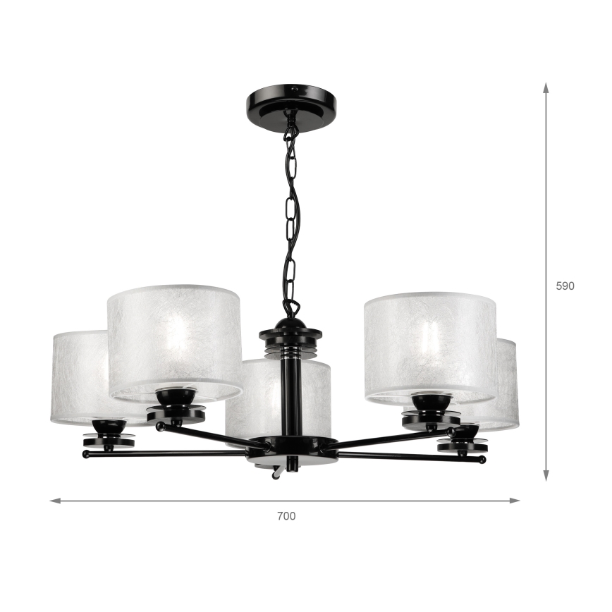 Lustre suspenso por corrente ROSA 5xE27/60W/230V preto/cinzento