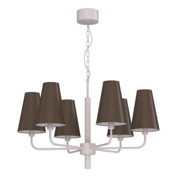 Lustre suspenso por corrente TORTOLA 6xE14/15W/230V castanho/creme