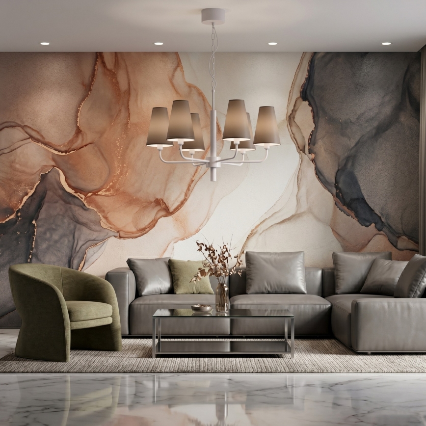Lustre suspenso por corrente TORTOLA 6xE14/15W/230V castanho/creme