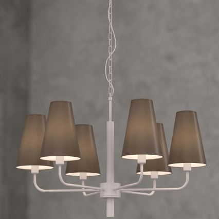 Lustre suspenso por corrente TORTOLA 6xE14/15W/230V castanho/creme
