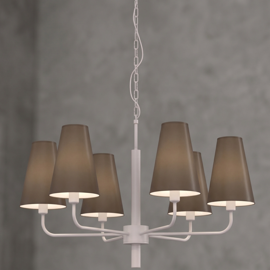 Lustre suspenso por corrente TORTOLA 6xE14/15W/230V castanho/creme