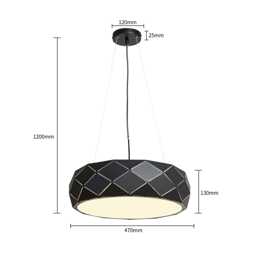 Lustre suspenso REUS 3xE27/40W/230V Ø 47 cm preto