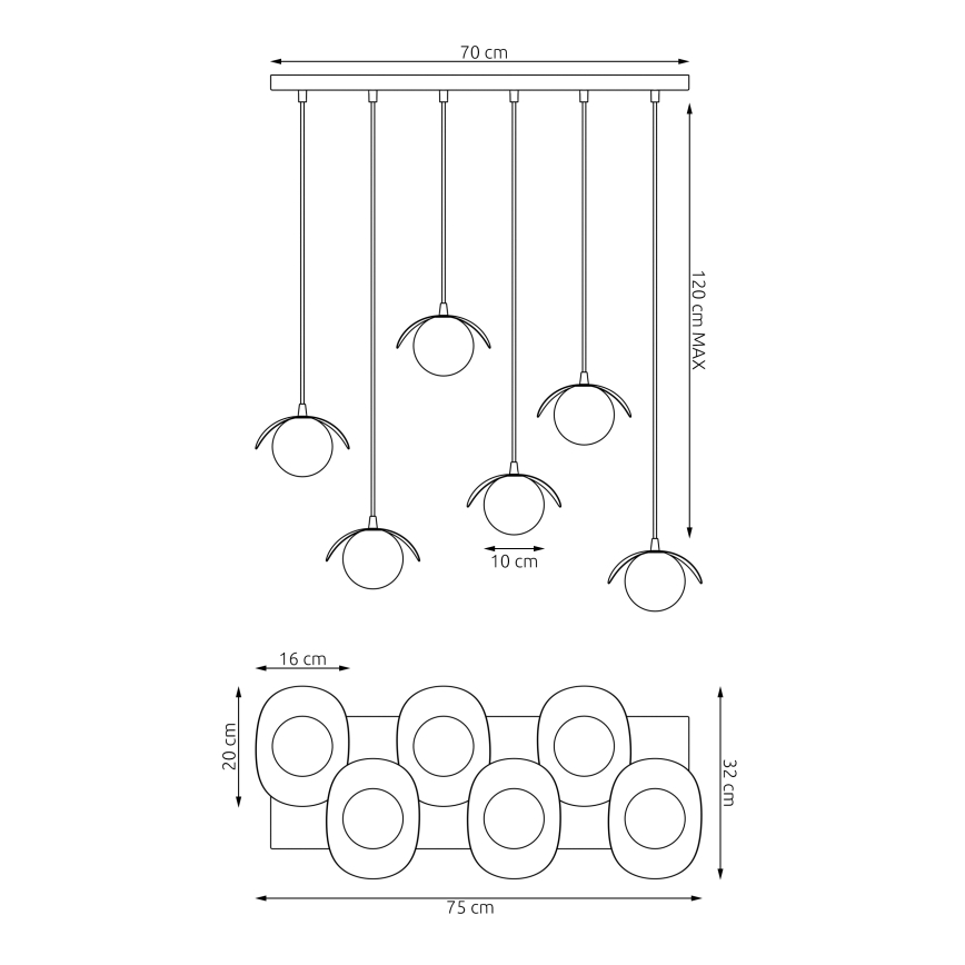 Lustre suspenso RITUAL 6xG9/8W/230V preto