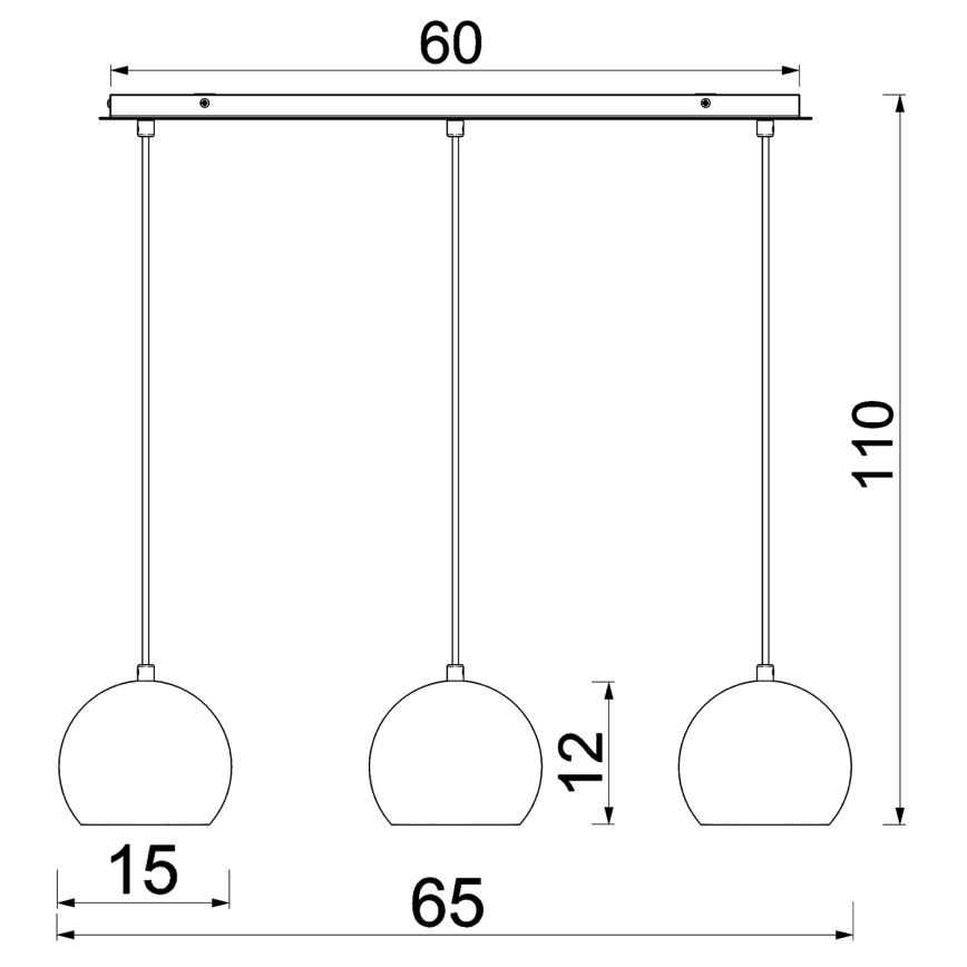 Lustre suspenso SOOL em cabo, 3xE27/15W/230V, branco