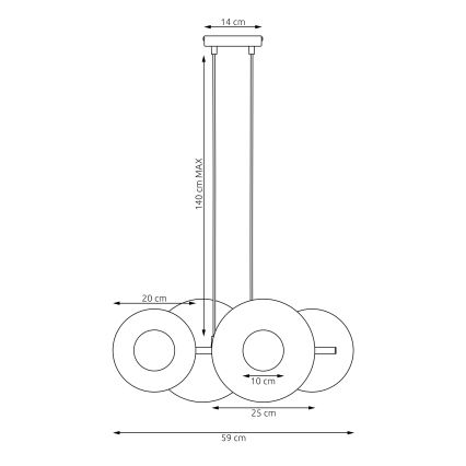 Lustre suspenso UMBRA com cabo 4xG9/8W/230V, preto