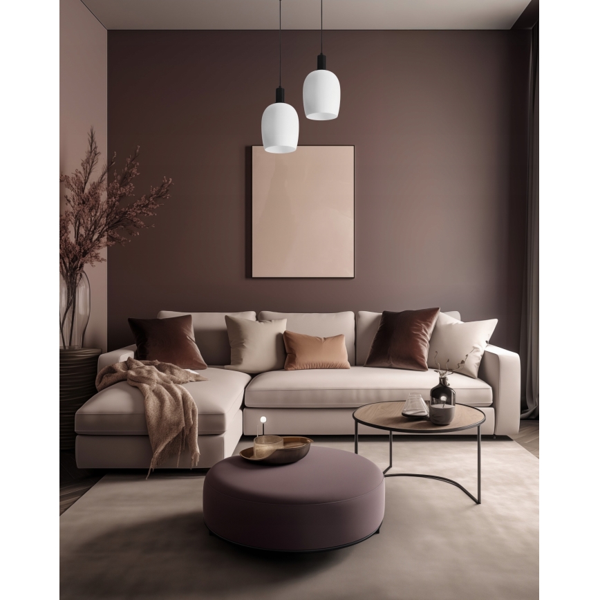 Lustre suspenso WOLKEN com cabo 1xE27/40W/230V branco/preto