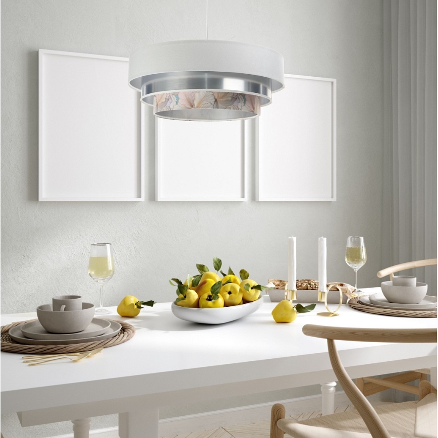 Candeeiro de teto suspenso TRINITI 1xE27/60W/230V branco/cromado brilhante