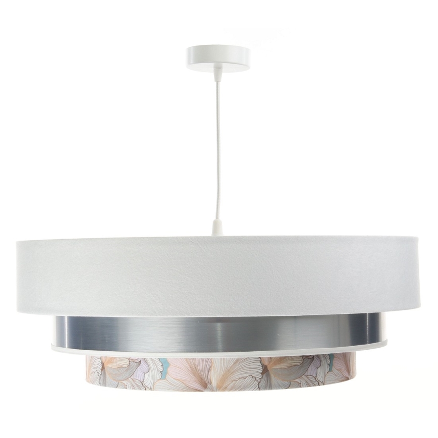 Candeeiro de teto suspenso TRINITI 1xE27/60W/230V branco/cromado brilhante