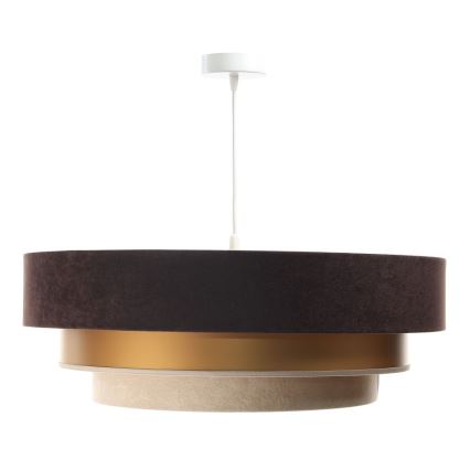 Candeeiro de teto suspenso TRINITI 1xE27/60W/230V castanho/dourado/bege