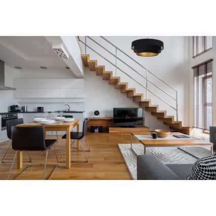 Candeeiro de teto suspenso TRINITI 1xE27/60W/230V preto/dourado