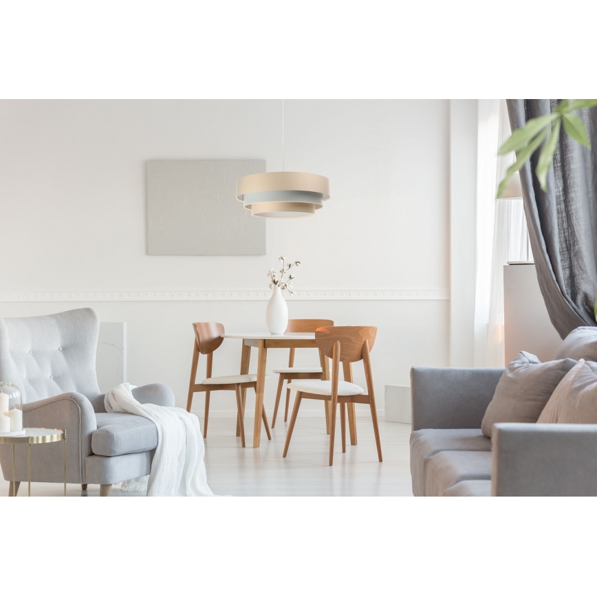 Candeeiro de teto suspenso TRINITI 1xE27/60W/230V bege/cinza