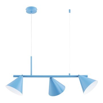 Lustre ZELTA em cabo, 3x E27/15W/230V, azul