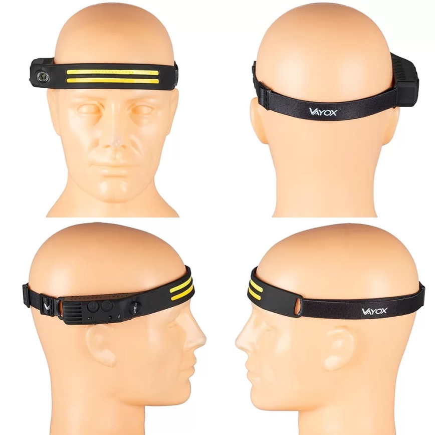 Luz de cabeça regulável com sensor 3xLED/5V IP44 300 brilhante 1200 mAh