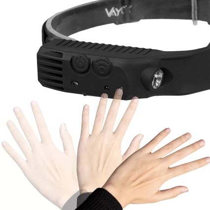 Luz de cabeça regulável com sensor 3xLED/5V IP44 300 brilhante 1200 mAh