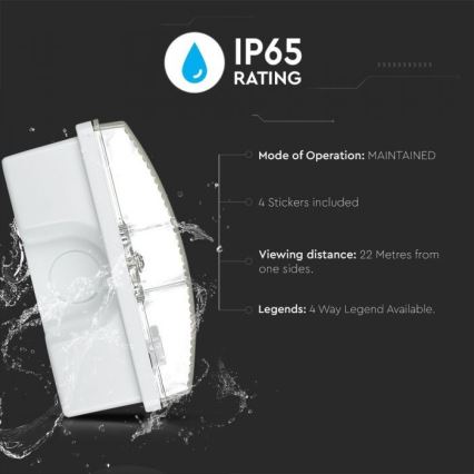 Luz de Emergência LED EMERGENCY EXIT LED/3W/230V IP65 6000K 1200mAh