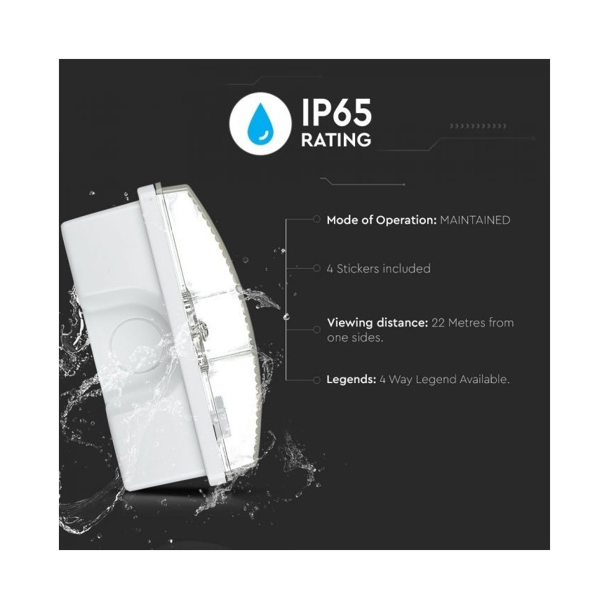 Luz de Emergência LED EMERGENCY EXIT LED/3W/230V IP65 6000K 1200mAh