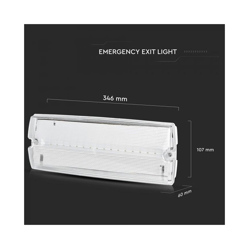 Luz de Emergência LED EMERGENCY EXIT LED/3W/230V IP65 6000K 1200mAh