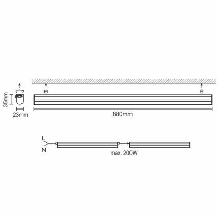 Luz de fundo de armário de cozinha LED LED/12W/230V 4000K