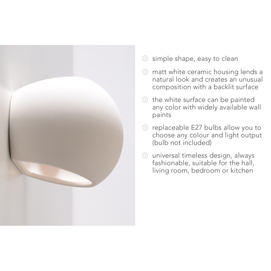 Luz de parede GLOBE 1xE27/60W/230V branco