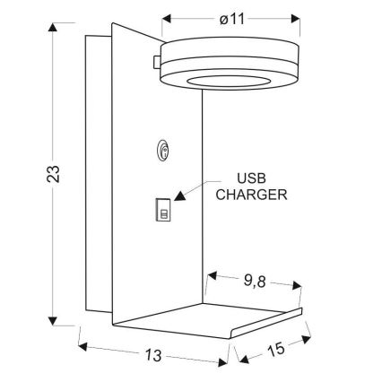 Luz de parede LED com um carregador COMPACT LED/4W/230V