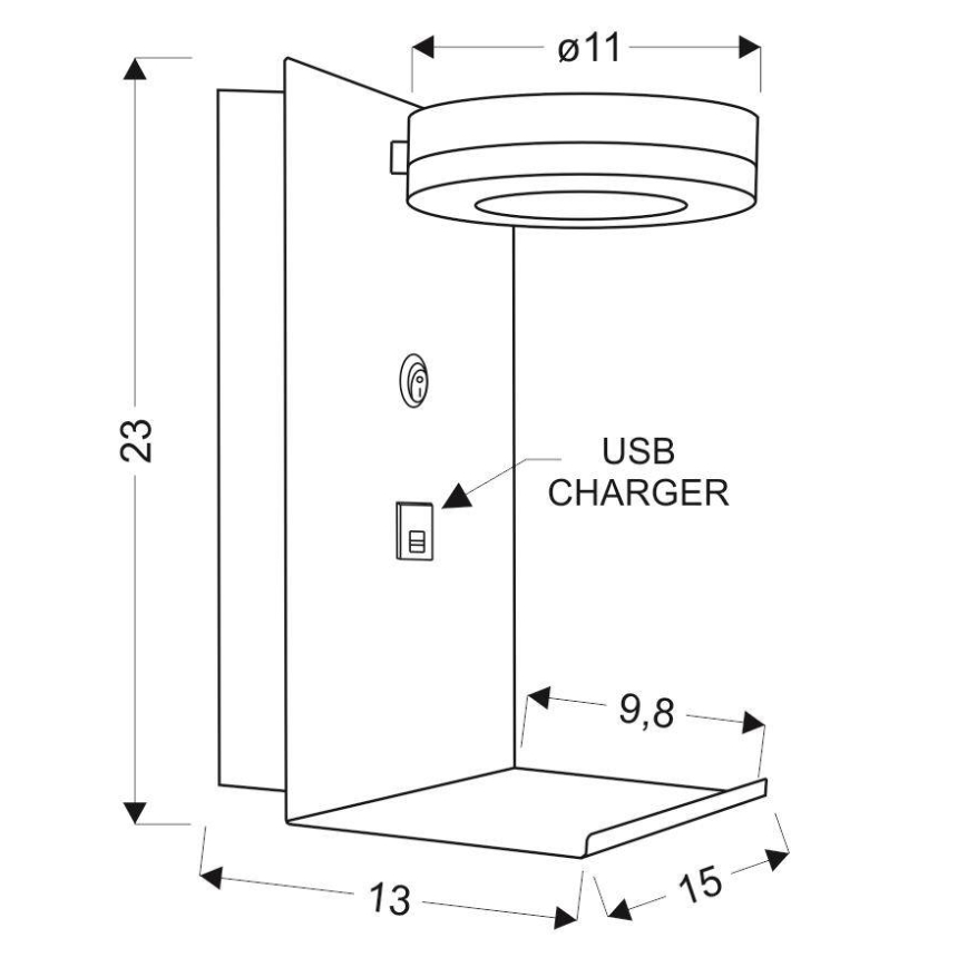 Luz de parede LED com um carregador COMPACT LED/4W/230V