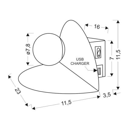 Luz de parede LED com um carregador ZENIT LED/4W/230V