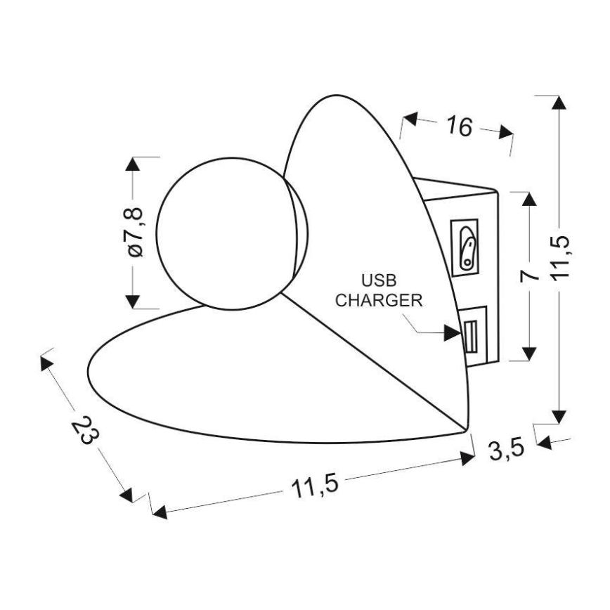 Luz de parede LED com um carregador ZENIT LED/4W/230V