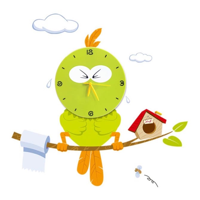 Luz de parede LED para crianças com relógio LED/1W/3xAAAA pássaro