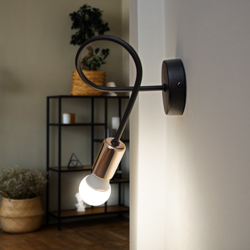 Luz de parede TUBE 1xE27/15W/230V preto antigo