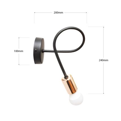 Luz de parede TUBE 1xE27/15W/230V preto antigo