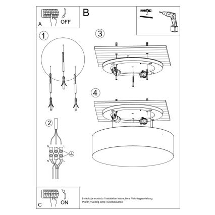 Luz de teto ARENA 45 3xE27/60W/230V branco