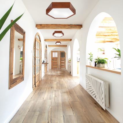 Luz de teto HEX 2xE27/60W/230V diâmetro 43 cm pinho castanho