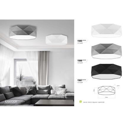 Luz de teto KANTOOR 4xE27/60W/230V branco