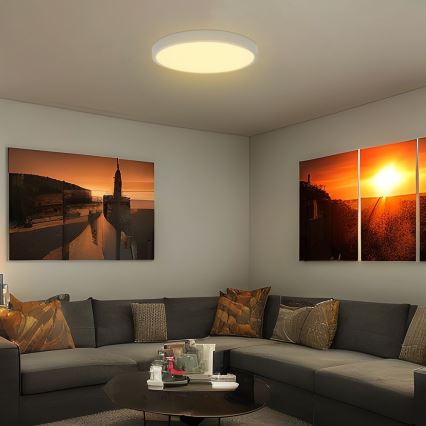 Luminária de teto LED para banheiro com sensor CHIP SAMSUNG LED/24W/230V IP44 4000K diâmetro 35 cm branca + controlo remoto