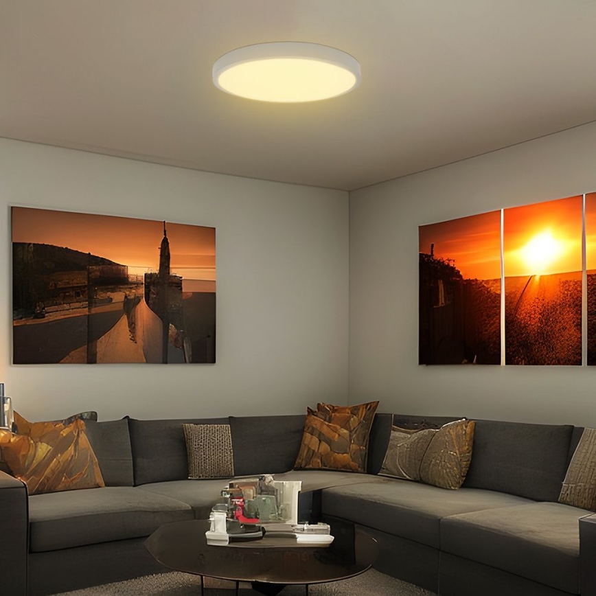 Luminária de teto LED para banheiro com sensor CHIP SAMSUNG LED/24W/230V IP44 4000K diâmetro 35 cm branca + controlo remoto